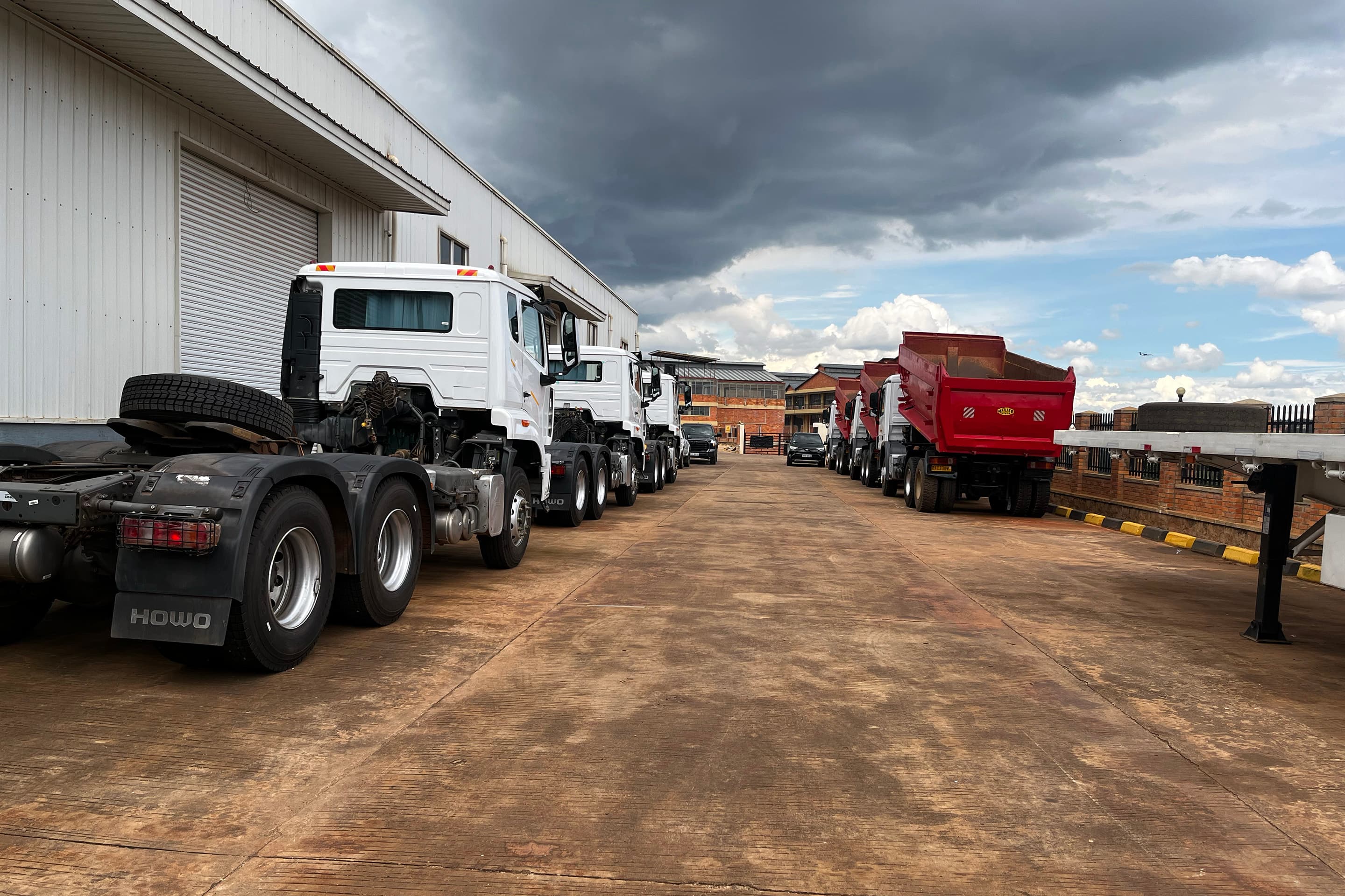 KAYOS tipper trucks and trailers lined up