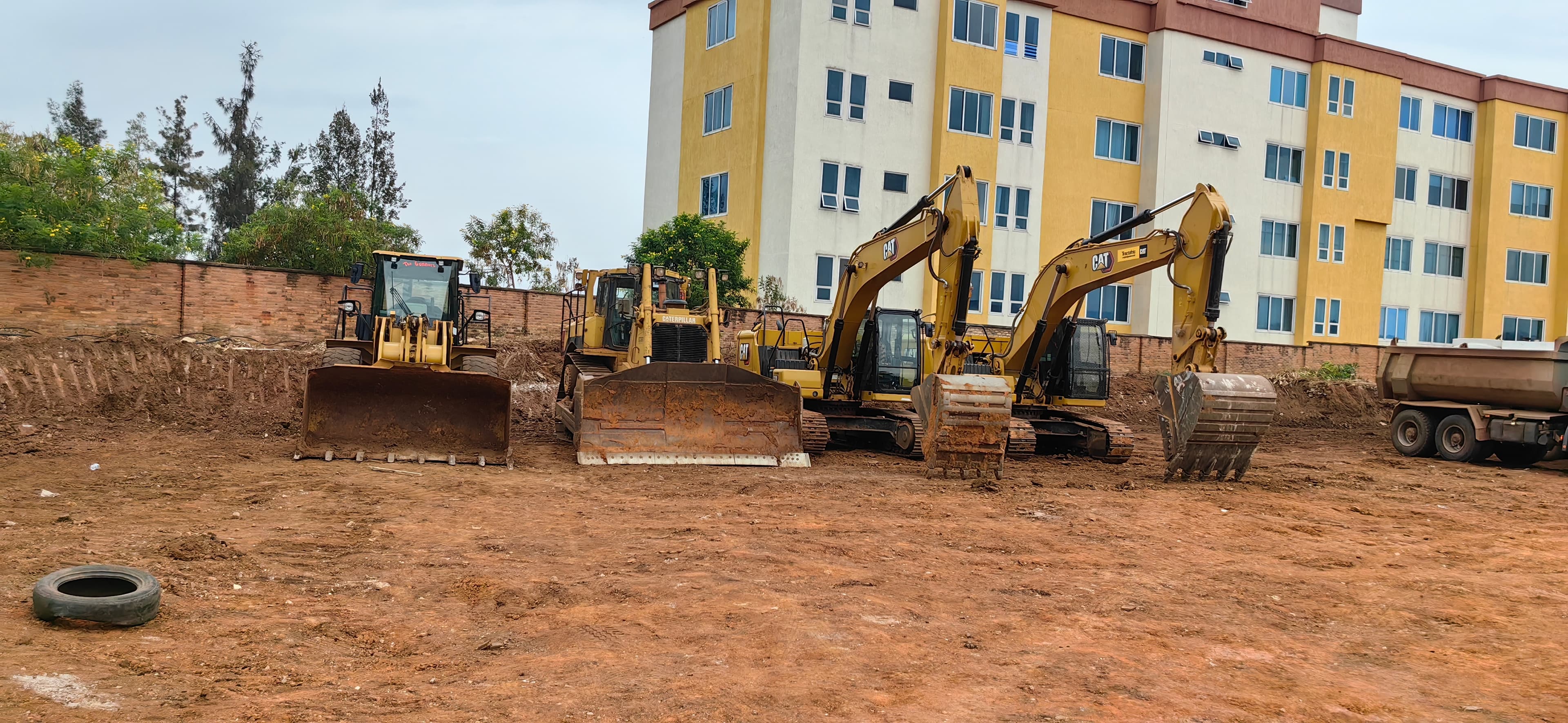 Excavators mobilized on a residential earthworks site